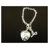 LADIES 925 SILVER HEART W/WHITE SAPPHIRE BRACELET