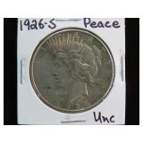 1926 S PEACE SILVER DOLLAR 90% UNC
