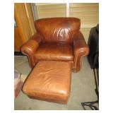 BROWN LEATHER CHAIR W/OTTOMAN (LEATHER MASTER)
