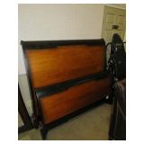 QUEEN SIZE SOLID WOOD SLEIGH BED W/RAILS