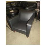 BLACK LEATHER LIKE PADDED ARM CHAIR