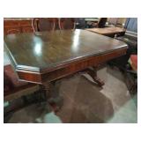 ANTIQUE DOUBLE PEDESTAL WALNUT DINING TABLE