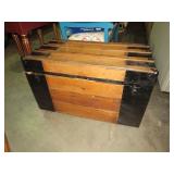 ANTIQUE METAL STRAP & WOOD TRUNK