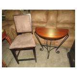 SOLID WOOD PADDED CHAIR & METAL BASE WOOD TOP