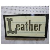 HAND PAINTED WOOD SIGN "LEATHER"