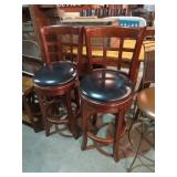 (2X) CHERRY PADDED SEATS SWIVEL BAR STOOLS