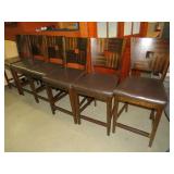 (6X) SOLID WOOD PADDED BAR STOOLS