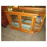 SOLID WOOD 2 DOOR BEVELED GLASS TOP CURIO