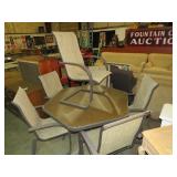 GLASS TOP METAL FRAME PATIO TABLE W/6 CHAIRS