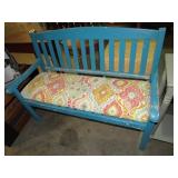 PAINTED WOOD PADDED BENCH