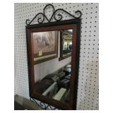 METAL & WOOD FRAMED WALL MIRROR