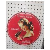 12" ROUND PORCELAIN COKE ADV SIGN