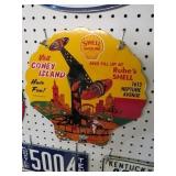 PORCELAIN SHELL GASOLINE CONEY ISLAND ADV 1953