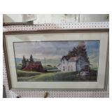 FRAMED FARM HOUSE SCENIC PRINT