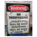METAL EMBOSSED TRESPASSING SIGN