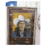BARNWOOD FRAMED COWBOY OIL PAINTING 2 SILVER DLLS