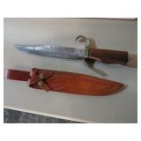 DAMASCUS FIXED BLADE KNIFE, MINT IN BOX