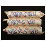 (3) ROLLS 1969 S LINCOLN PENNIES BU