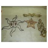 BRASS COAT RACK, CANDLE HOLDER, SUN & STAR