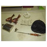 CERAMIC CARVED BIRD CANDLE HOLDER/FLASK, MISC