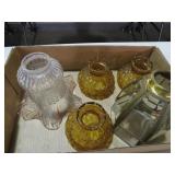 GLASS & BRASS SHADE LOT