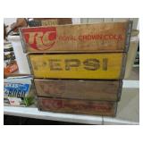 3 ROYAL CROWN SODA WOODEN BOXES  & 1 PEPSI BOX