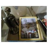 BRONZE ORIENTAL WOMEN STATUE FRAMED PIC ELI MANNIN