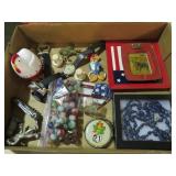 BOX OF MARBLES/WATCHES & MISC.