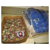 COMFORTER NEW PEPSI CARRY BAG, BOX OF BOTTLE CAPS