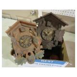 BOX OF CUCKOO CLOCKS  AS IS