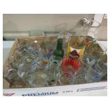 BOX OF VINTAGE GLASSES, BOTTLES, & MISC.