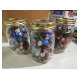 3 JARS OF MARBLES