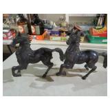 PAIR OF BRONZE HORSES