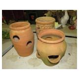3 CLAY STRAWBERRY POTS VARIOUS SIZES