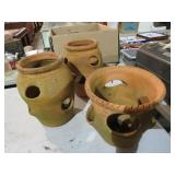 3 CLAY STRAWBERRY POTS VARIOUS SIZES