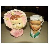 2 VINTAGE LADY HEADS
