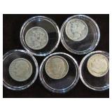 (3) MERCURY (2) ROOSE. DIMES 90% VAR. DATES & MM