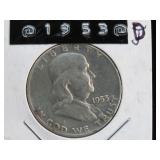 1953 D FRANKLIN HALF DOLLAR 90% VF