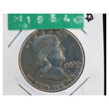 1954 D FRANKLIN HALF DOLLAR 90% XF