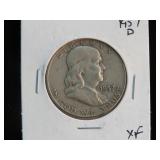 1957 D FRANKLIN HALF DOLLAR 90% XF