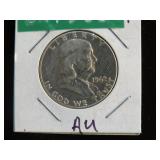 1962 P FRANKLIN HALF DOLLAR 90% AU PL