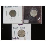 3 SILVER DIMES VARIOUS TYPES & DATES