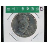 1953 D FRANKLIN HALF DOLLAR 90% DETAILS