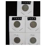 (5) 1902 LIBERTY V NICKELS