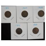 (5) 1906 INDIAN HEAD PENNIES