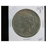 1923 S PEACE SILVER DOLLAR 90% VF TONED