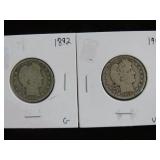 1892 P, 1914 P BARBER QTRS 90%