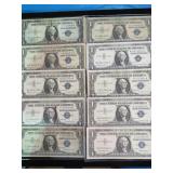 (10) $1 SILVER CERTIFICATES