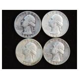 (4) WASH. QTRS 90% VARIOUS DATES & MM