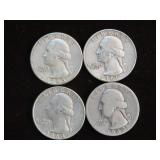 (4) WASH. QTRS 90% VARIOUS DATES & MM